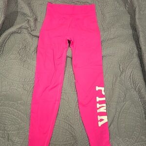 Neon pink leggings from PINK. Worn once. Size small